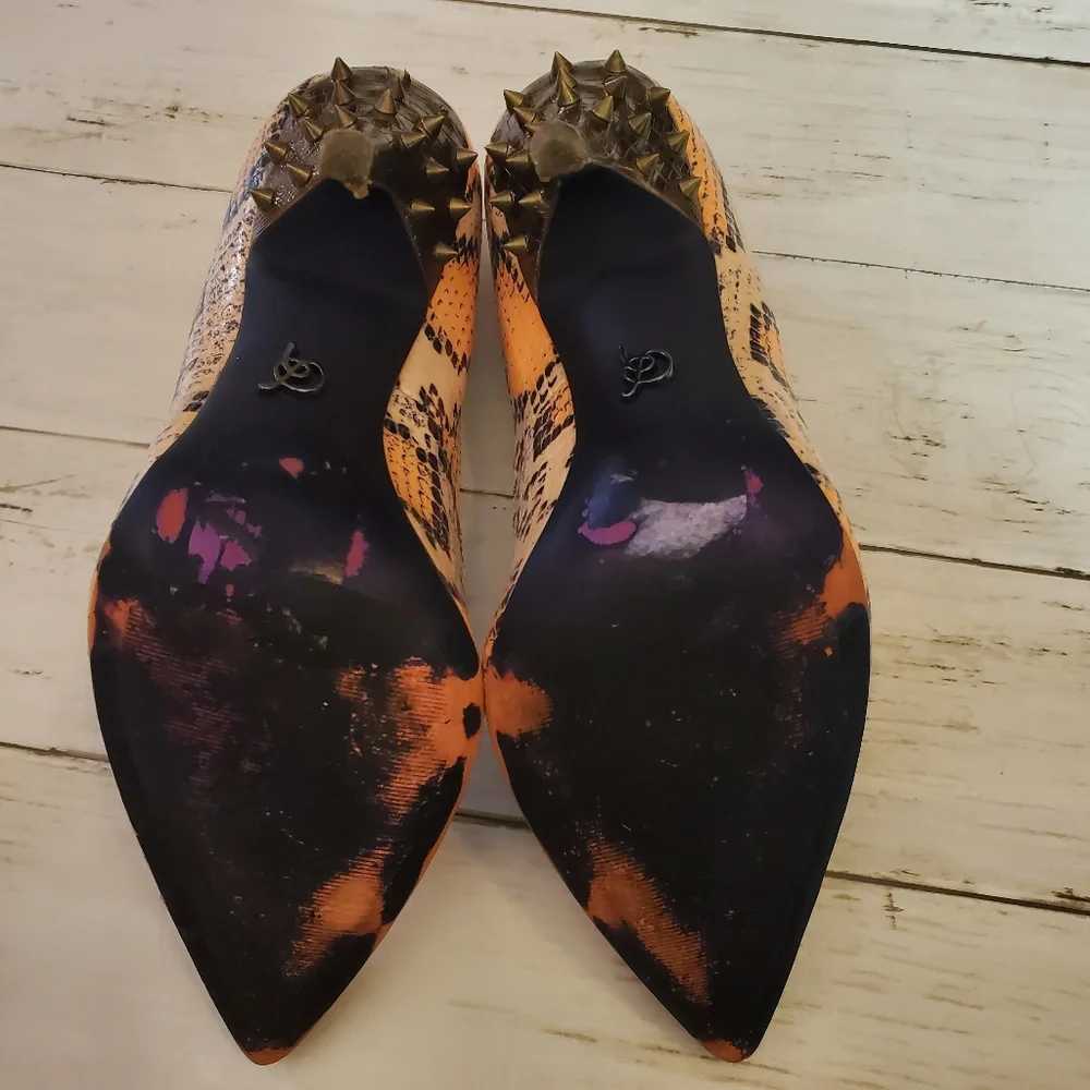 RACHEL Rachel Roy spiked studded snake skin heels pink orange‎ peach